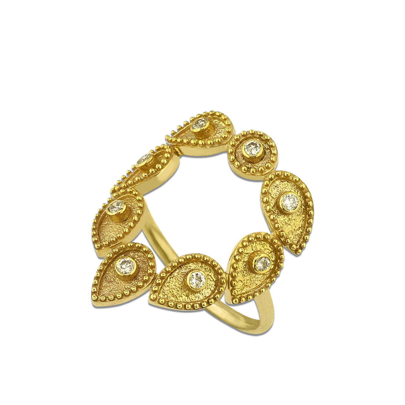 Gold geometric ring with diamonds
