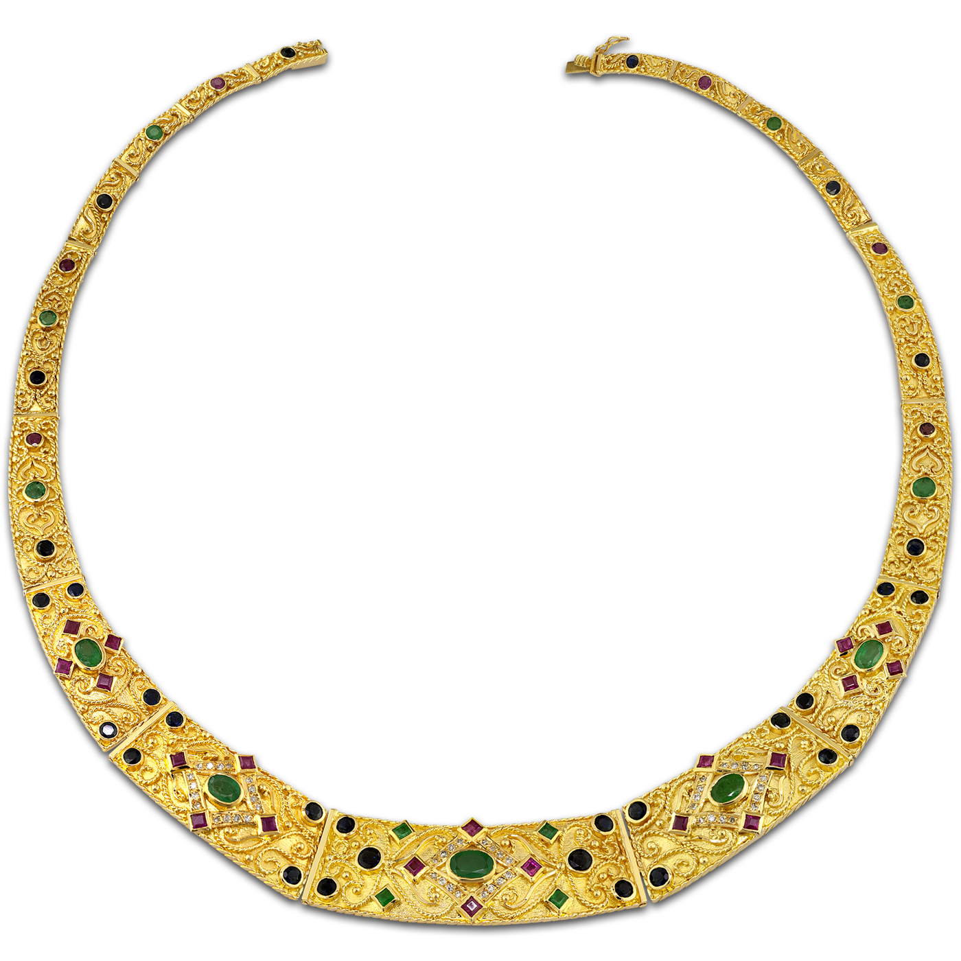 Imperial gold necklace with precious stones