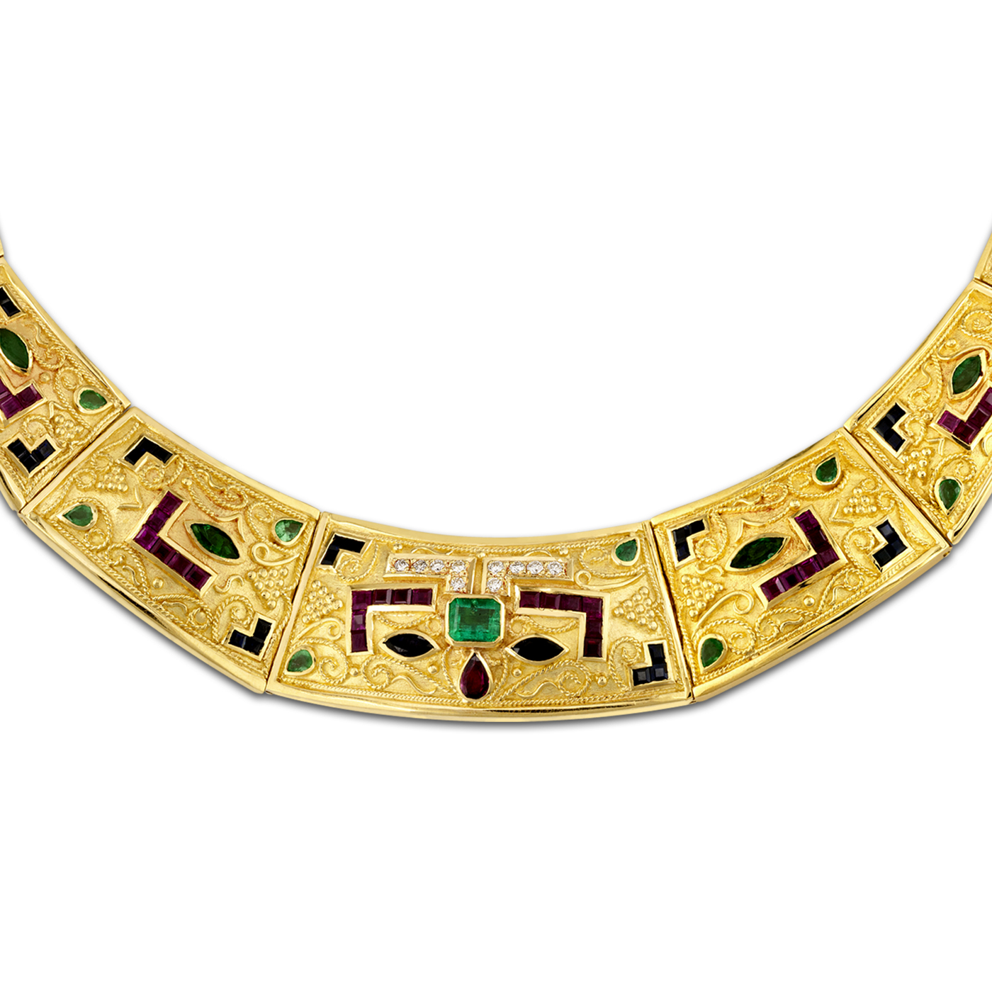 Imperial gold necklace with precious stones