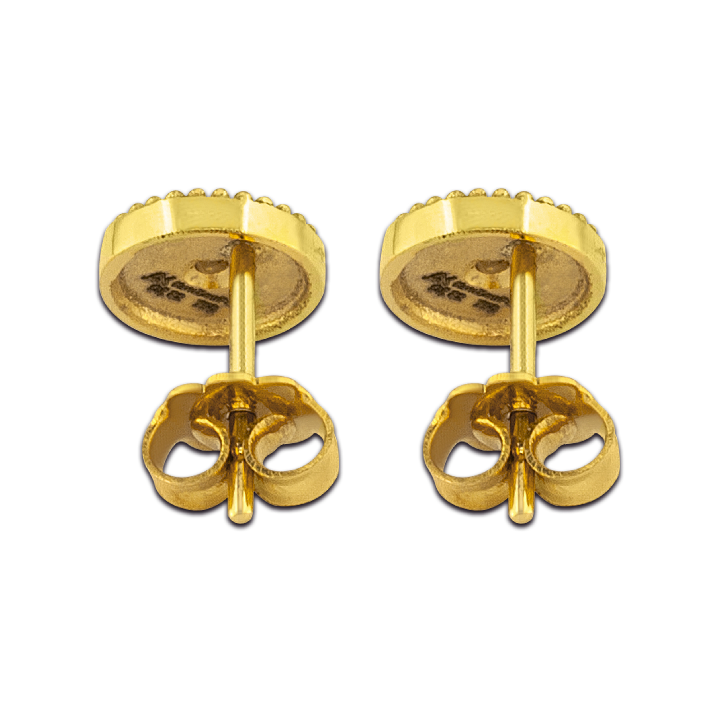 circle geometric earrings made from gold and diamonds