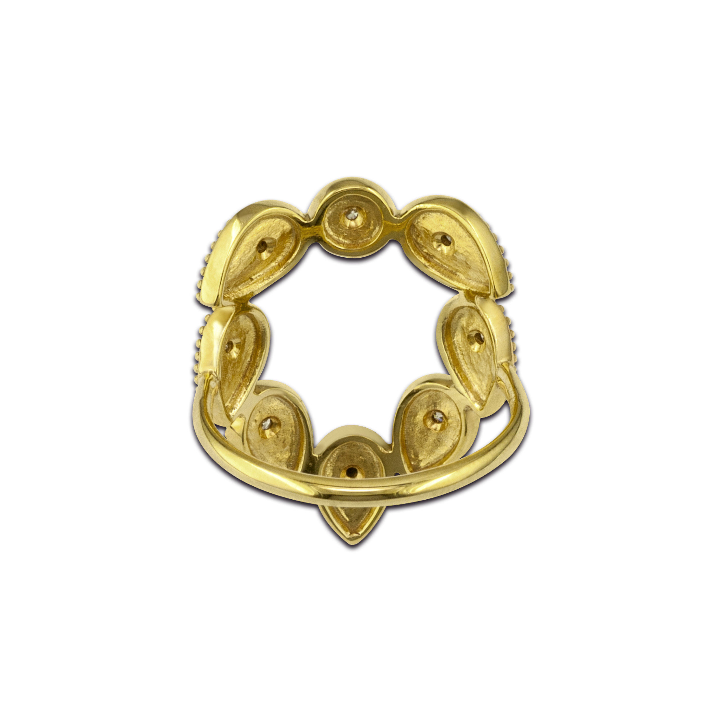 geometric gold ring with diamonds