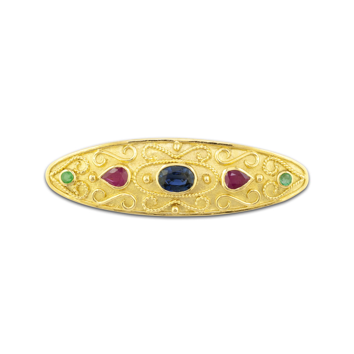 Imperial gold pin with precious stones