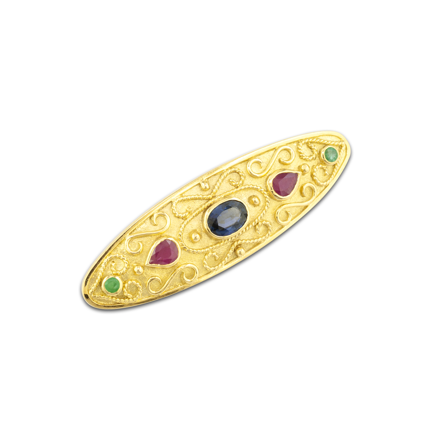 Imperial gold pin with precious stones