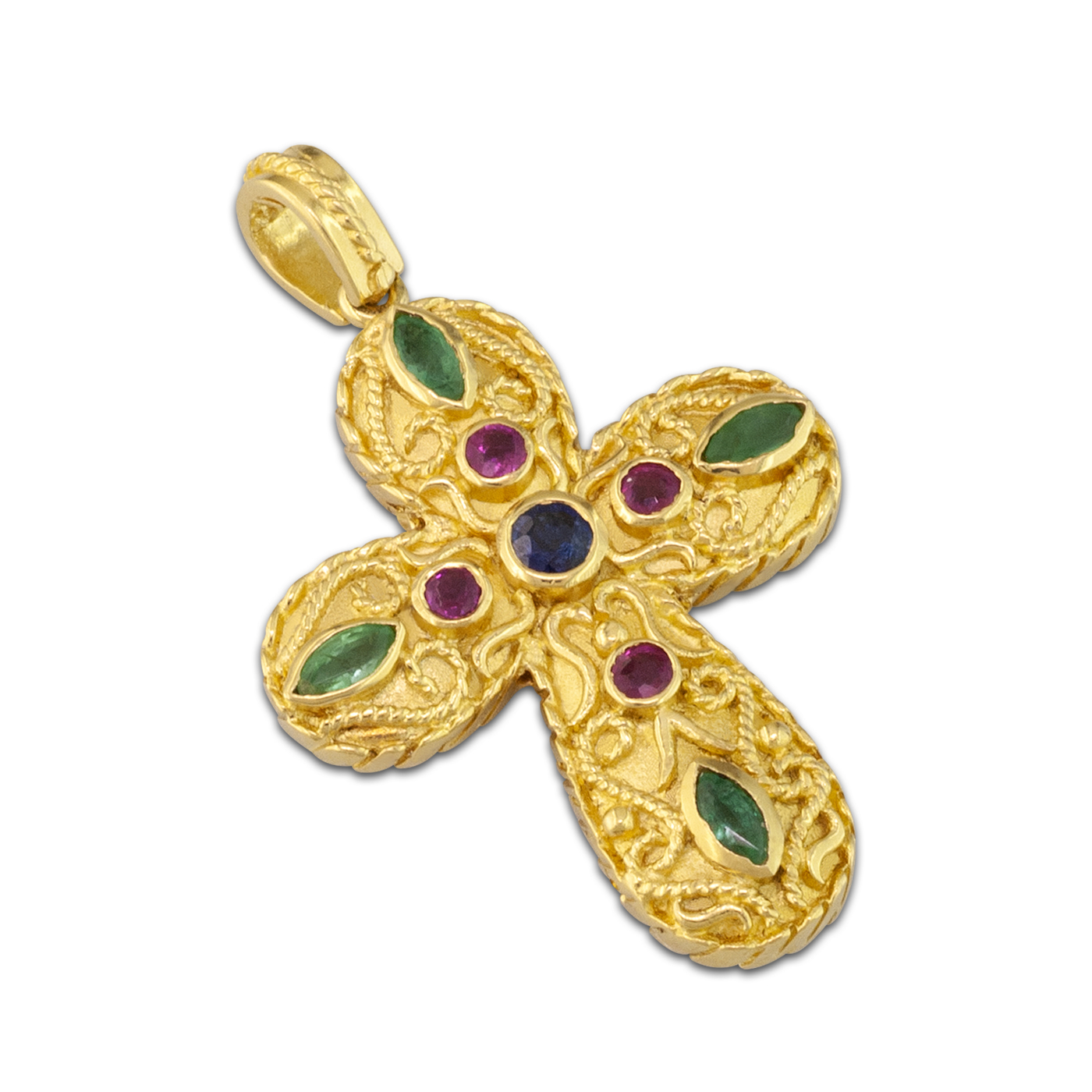 Byzantine gold Cross with precious stones
