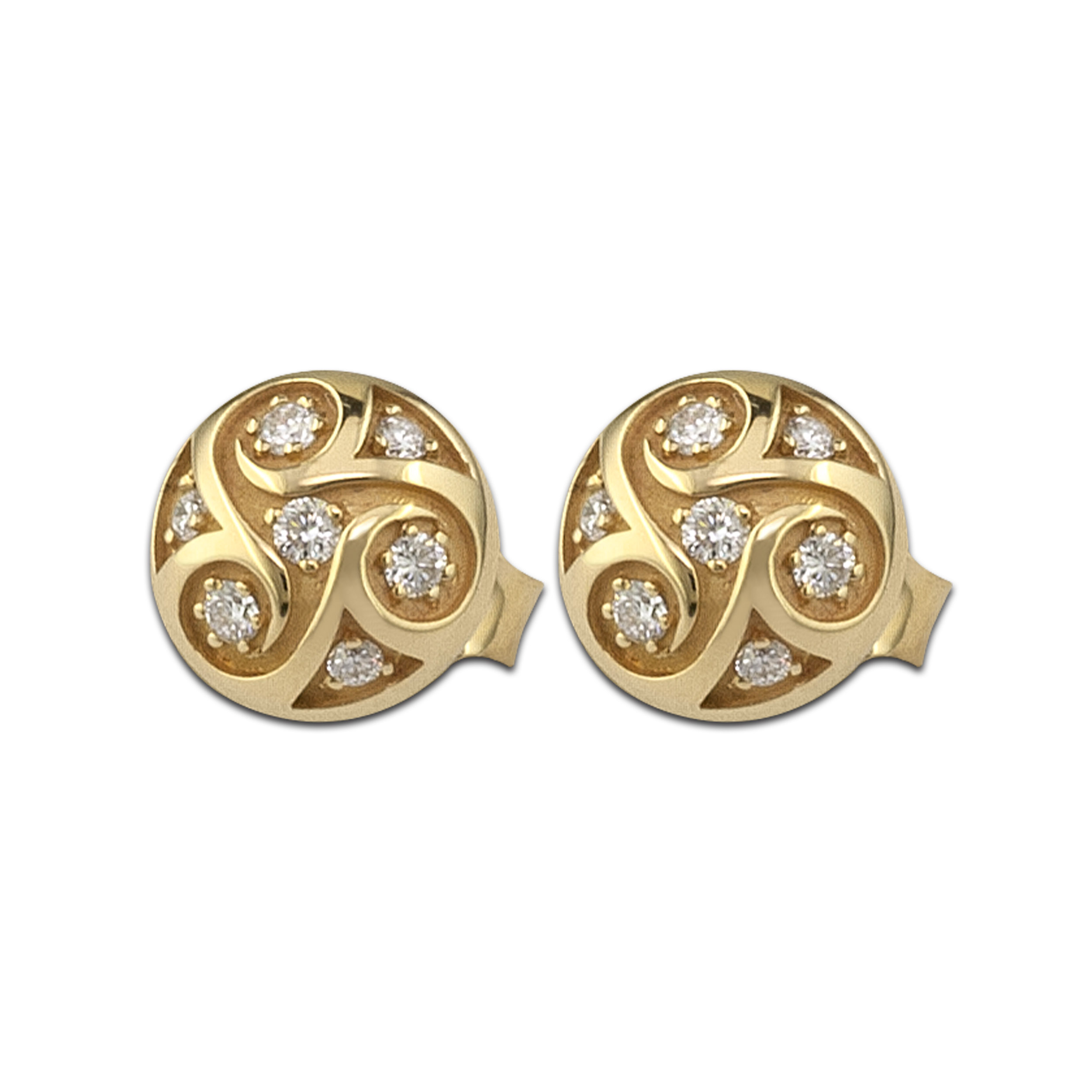 Nautical Meander gold Earrings with diamonds