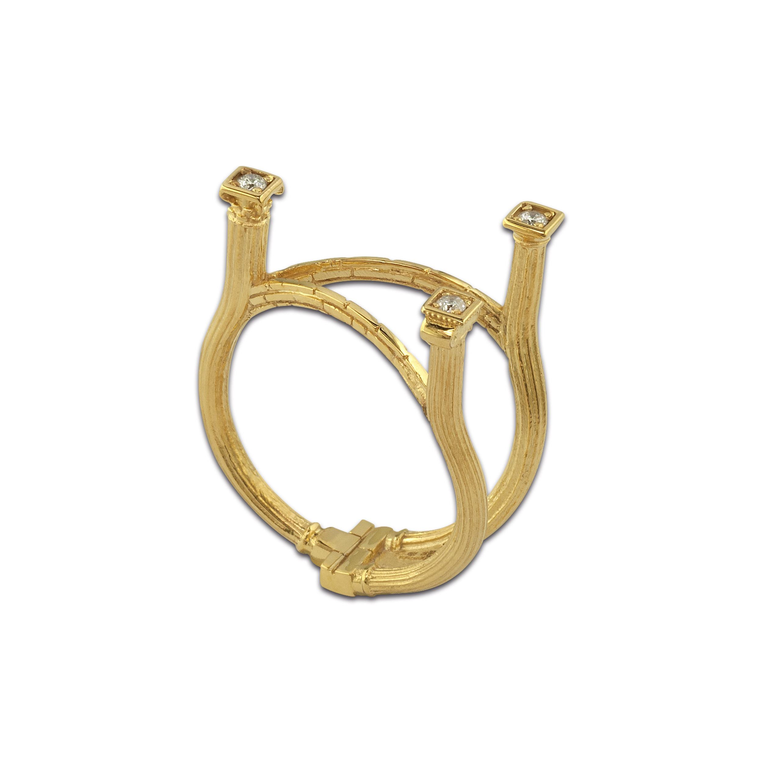 Triple Period gold Ring with diamonds