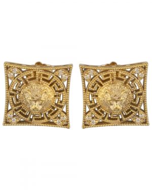 gold lion earrings with diamonds