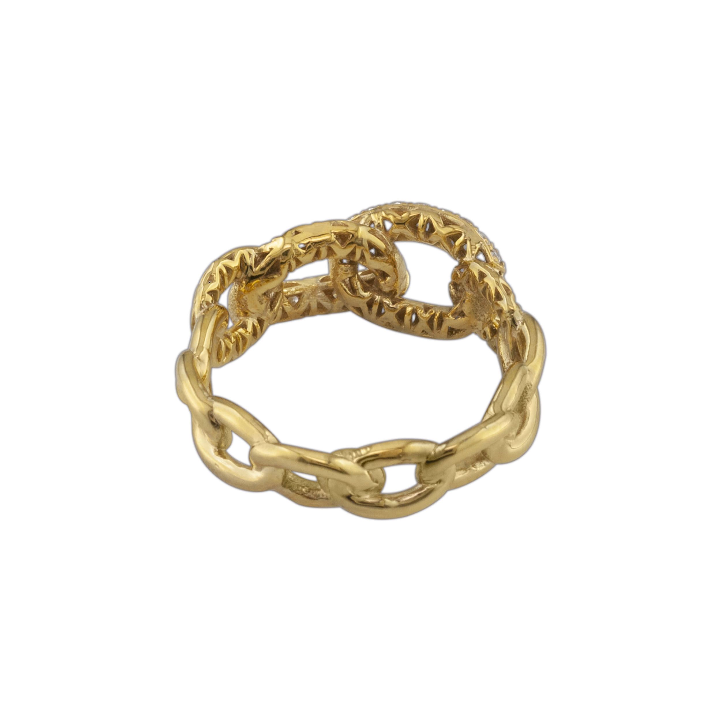 gold chain ring with diamonds