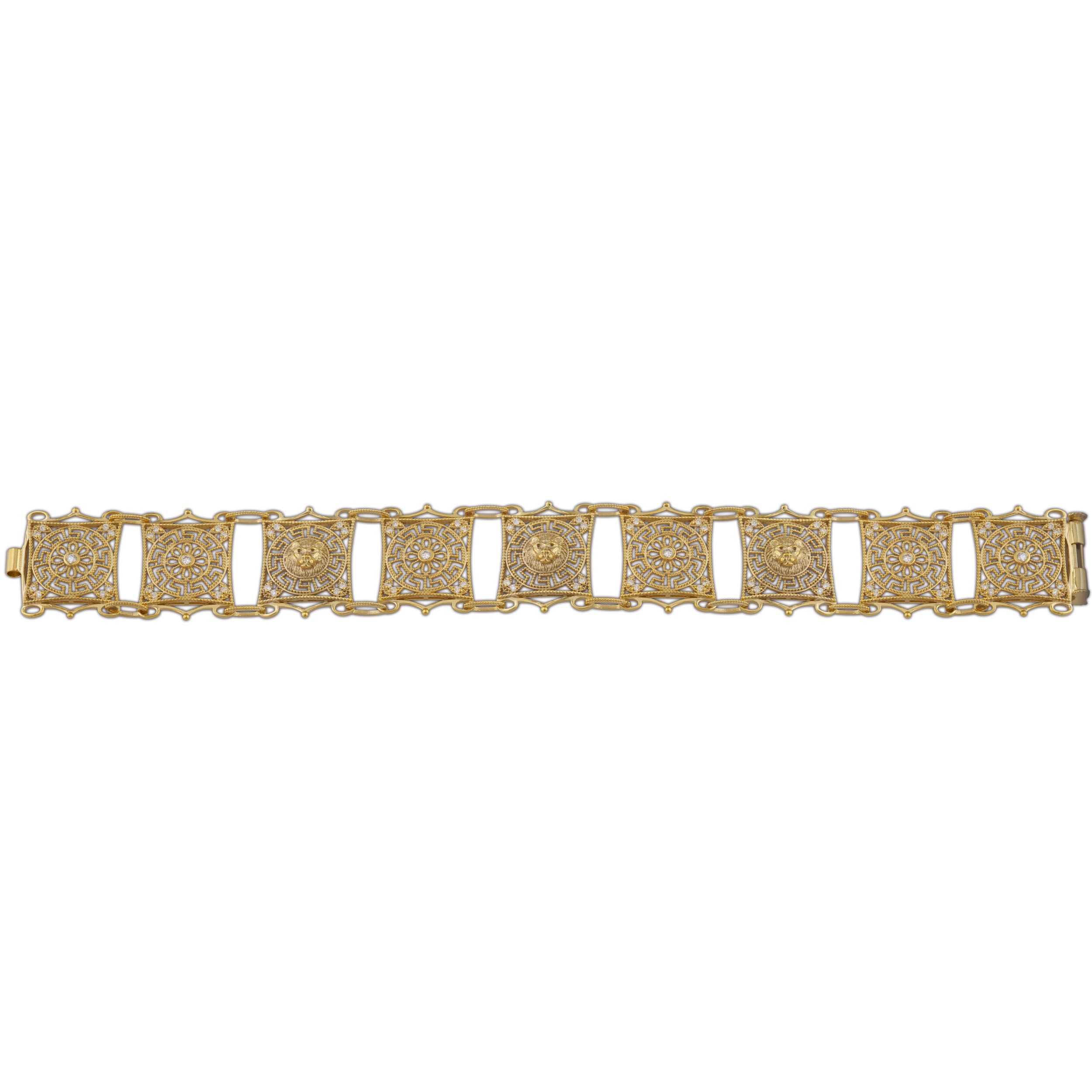 gold lion bracelet with diamonds