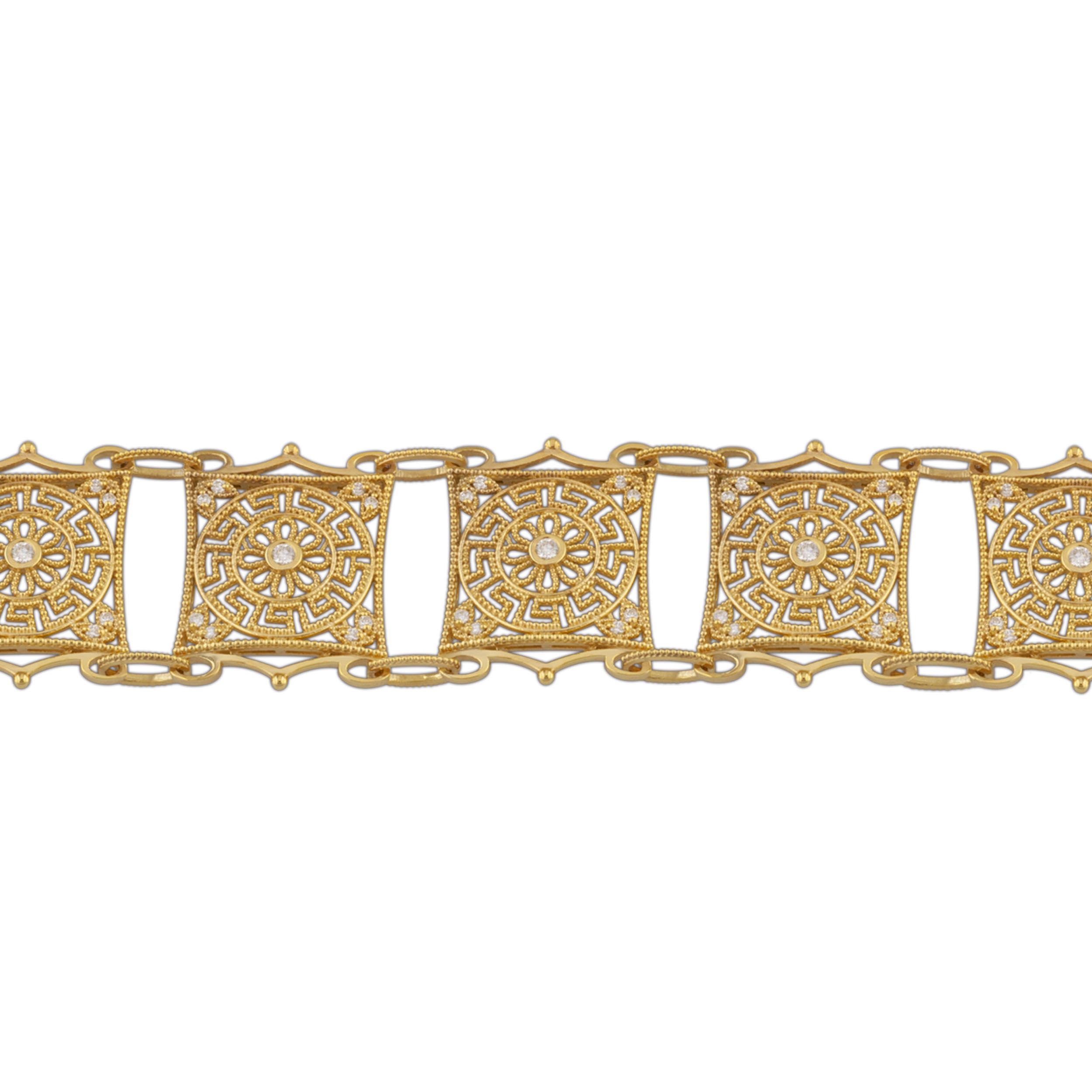 gold flower bracelet with diamonds