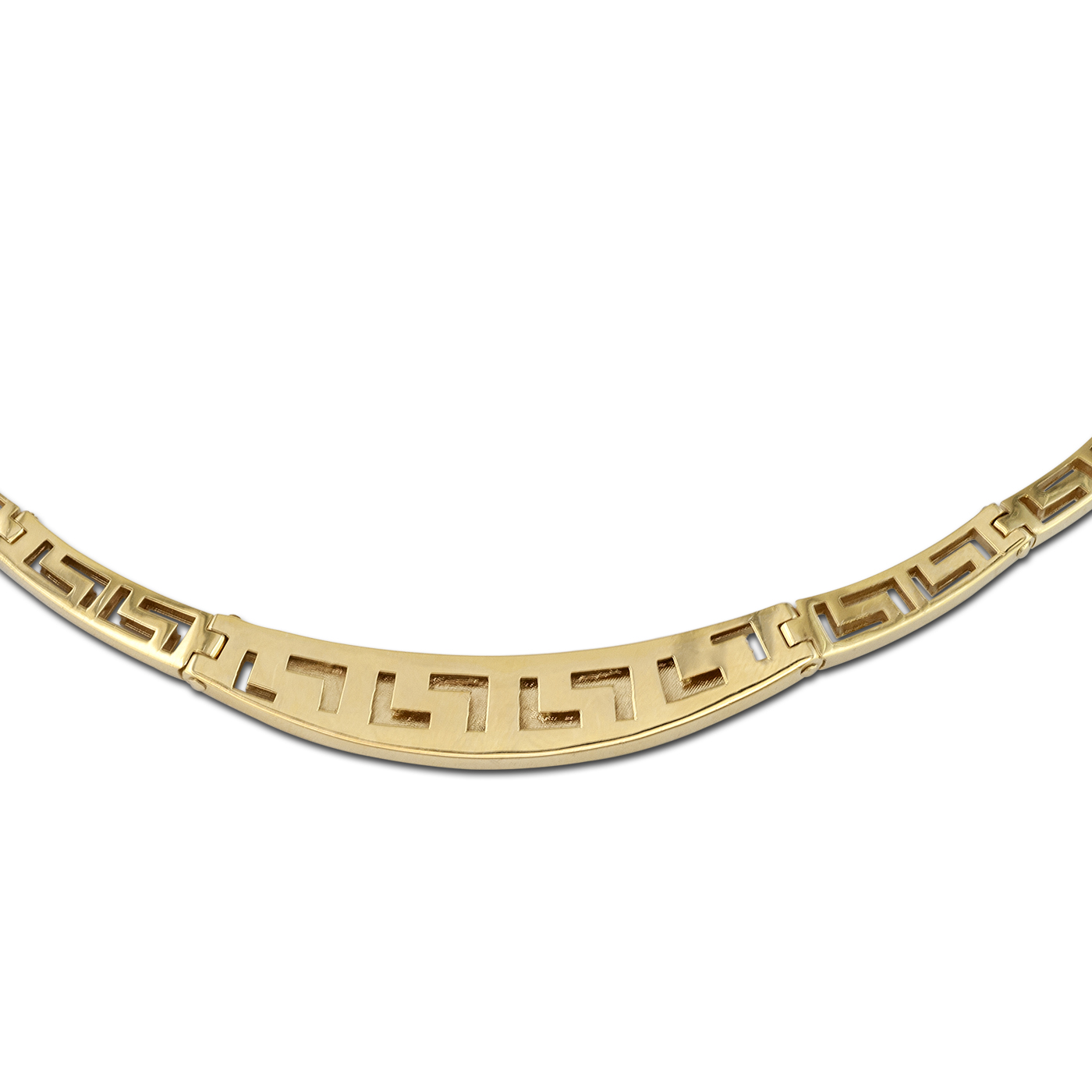 meander gold necklace with diamonds