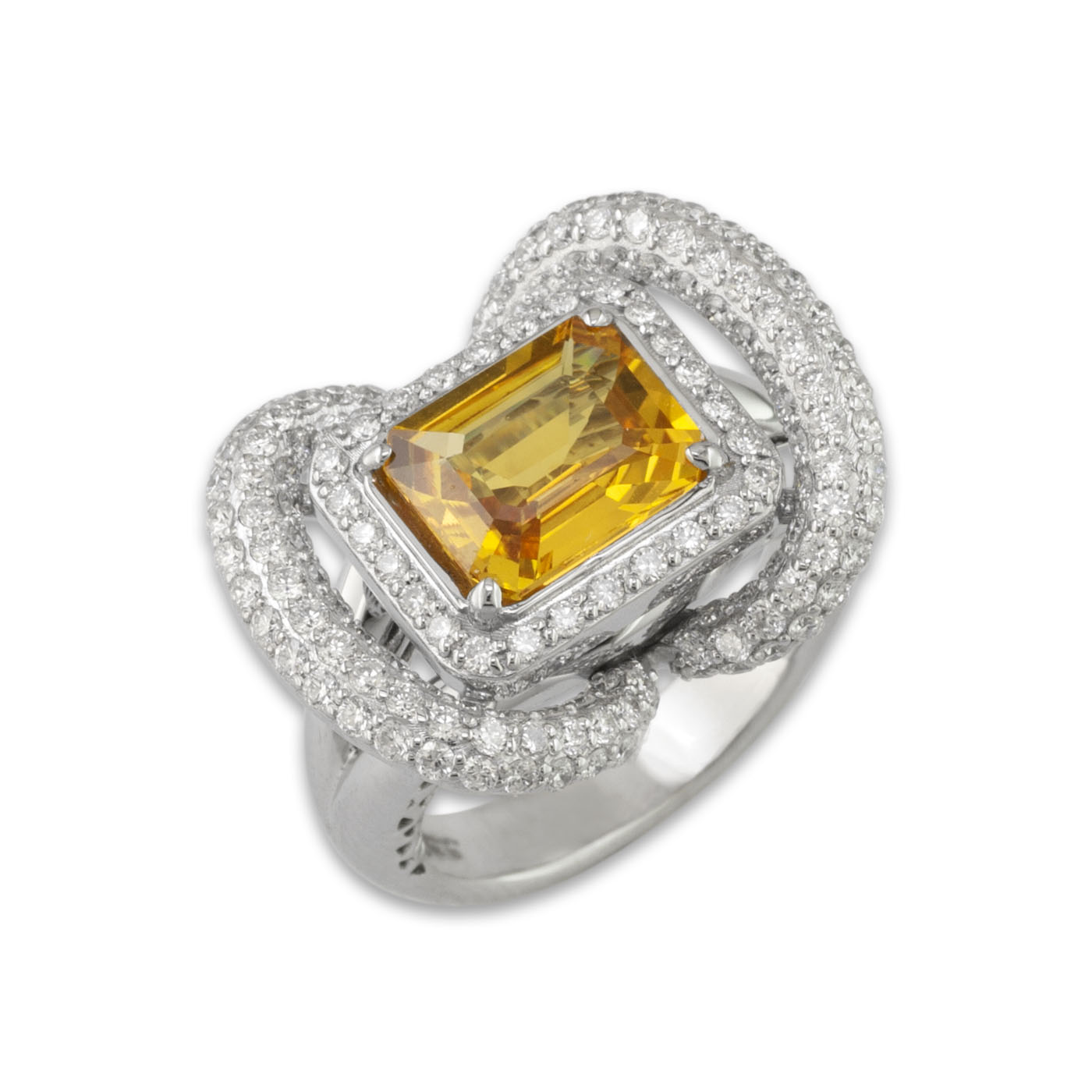yellow sapphire white gold ring with diamonds