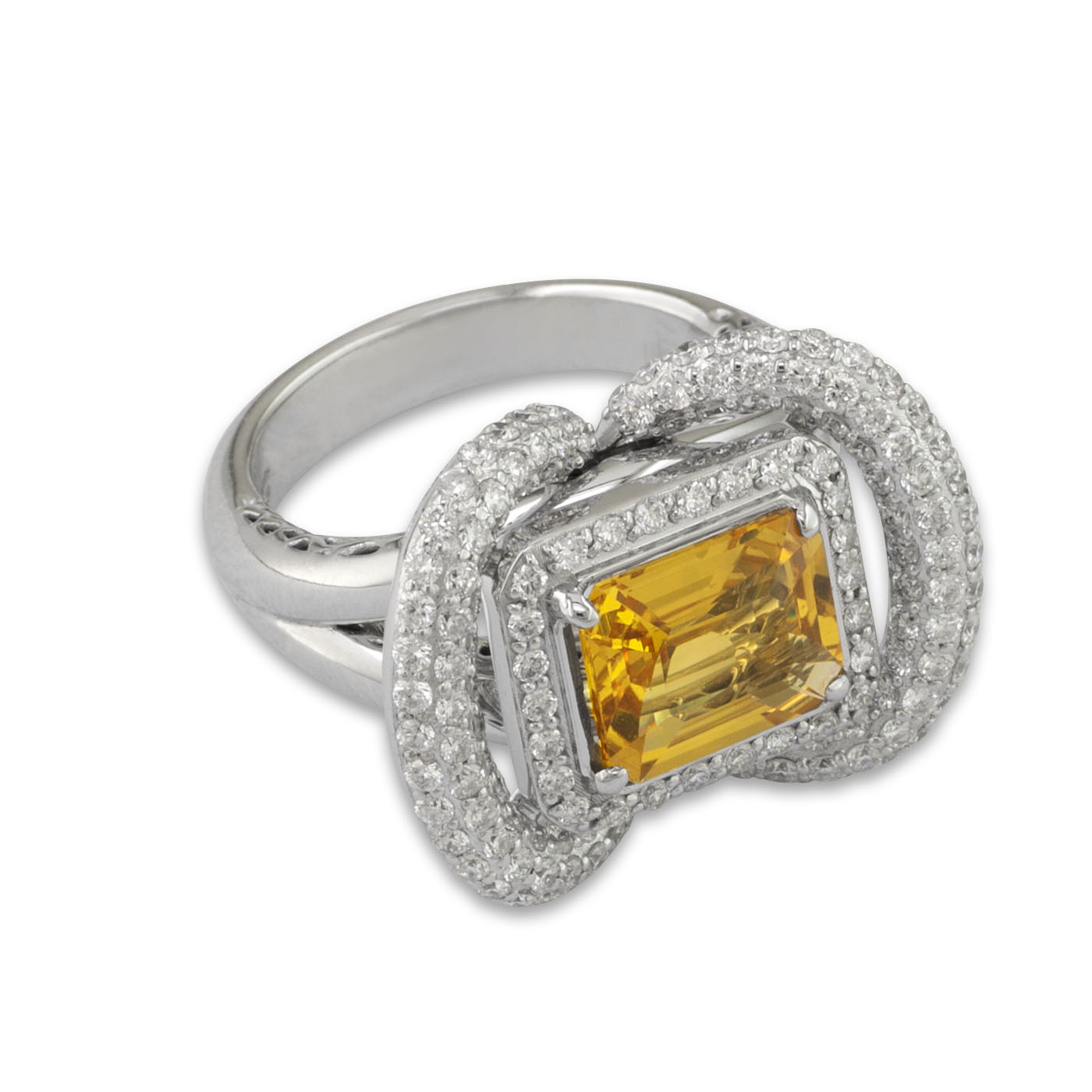 yellow sapphire white gold ring with diamonds