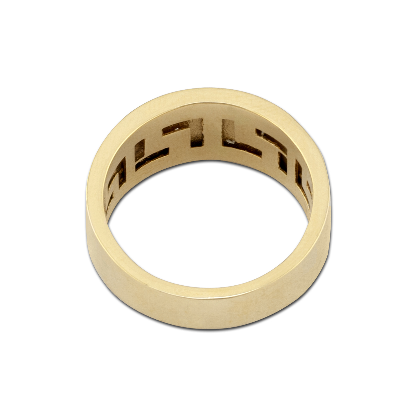 meander gold ring with diamonds