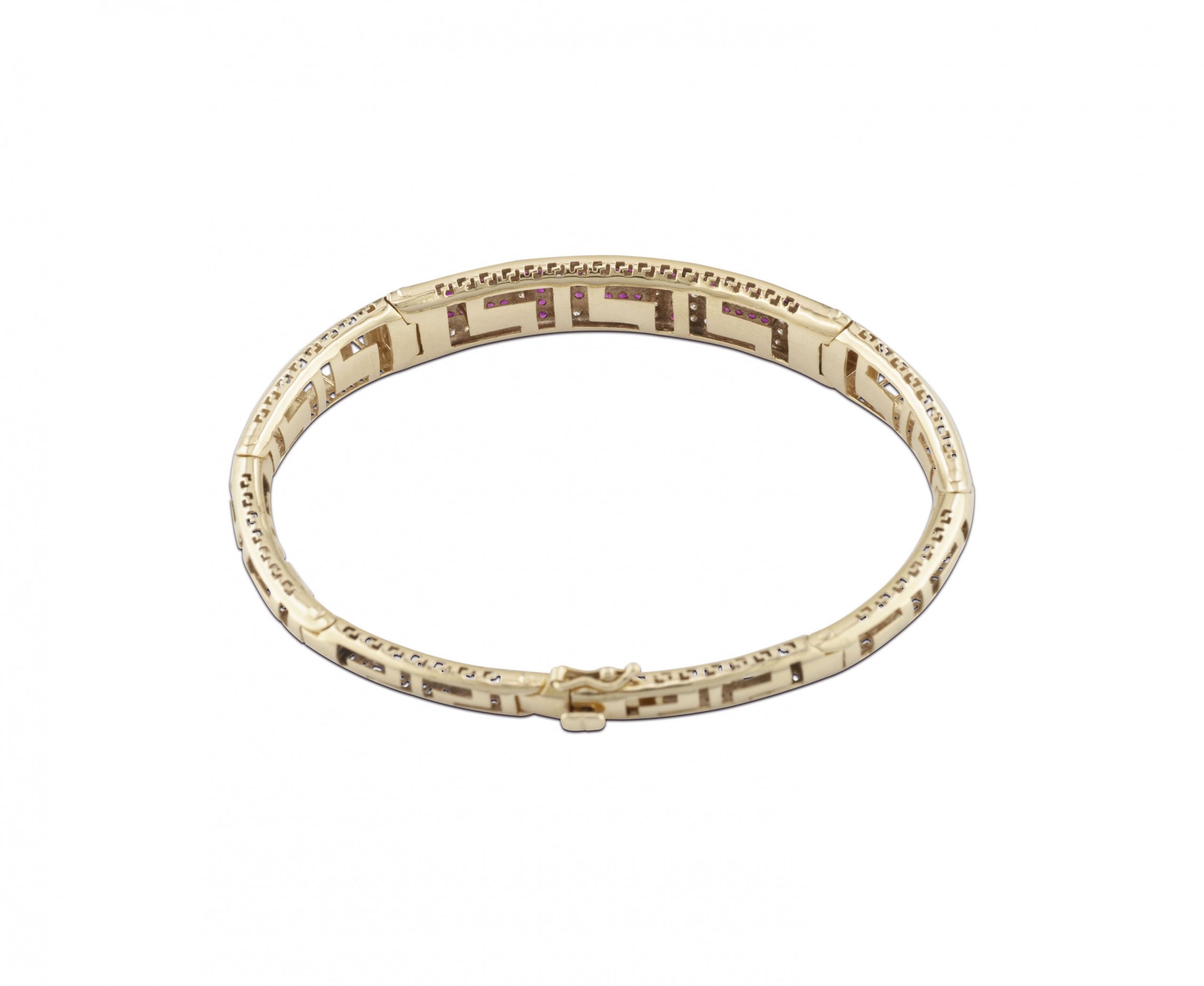 gold meander bangle with rubies