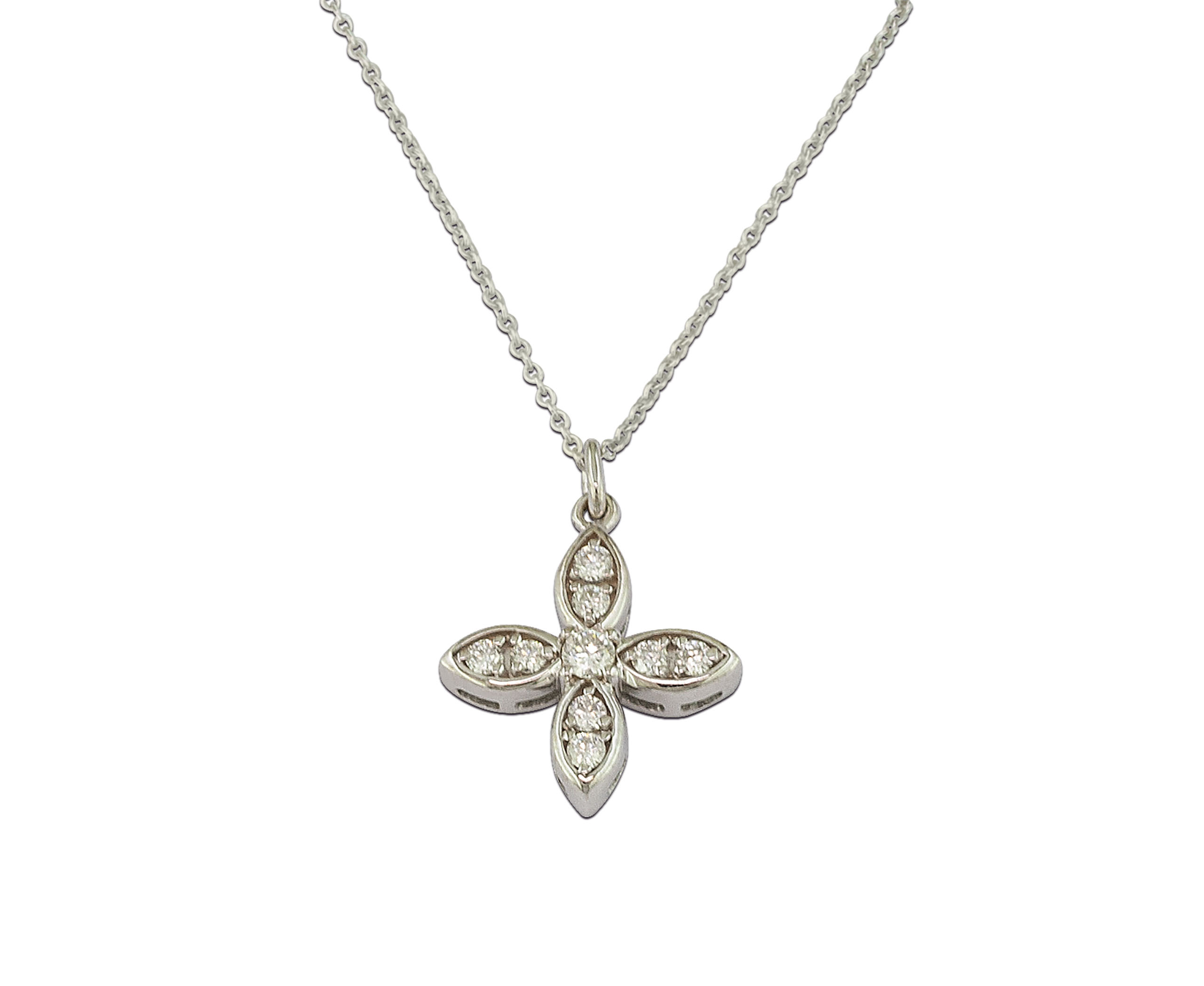 white gold small cross with diamonds