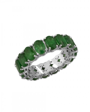 emerald white gold oval ring