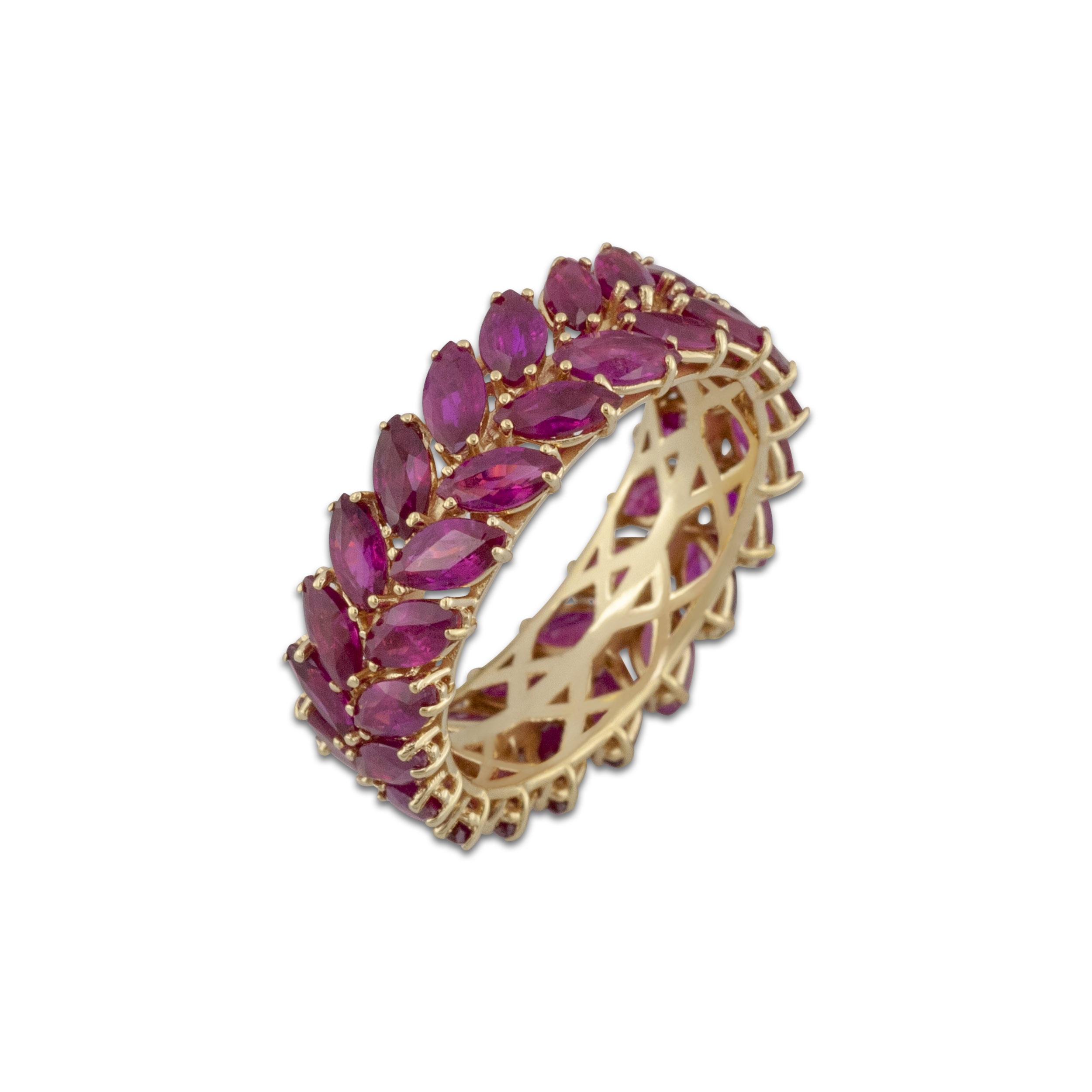k18 gold Marquise ring with rubies