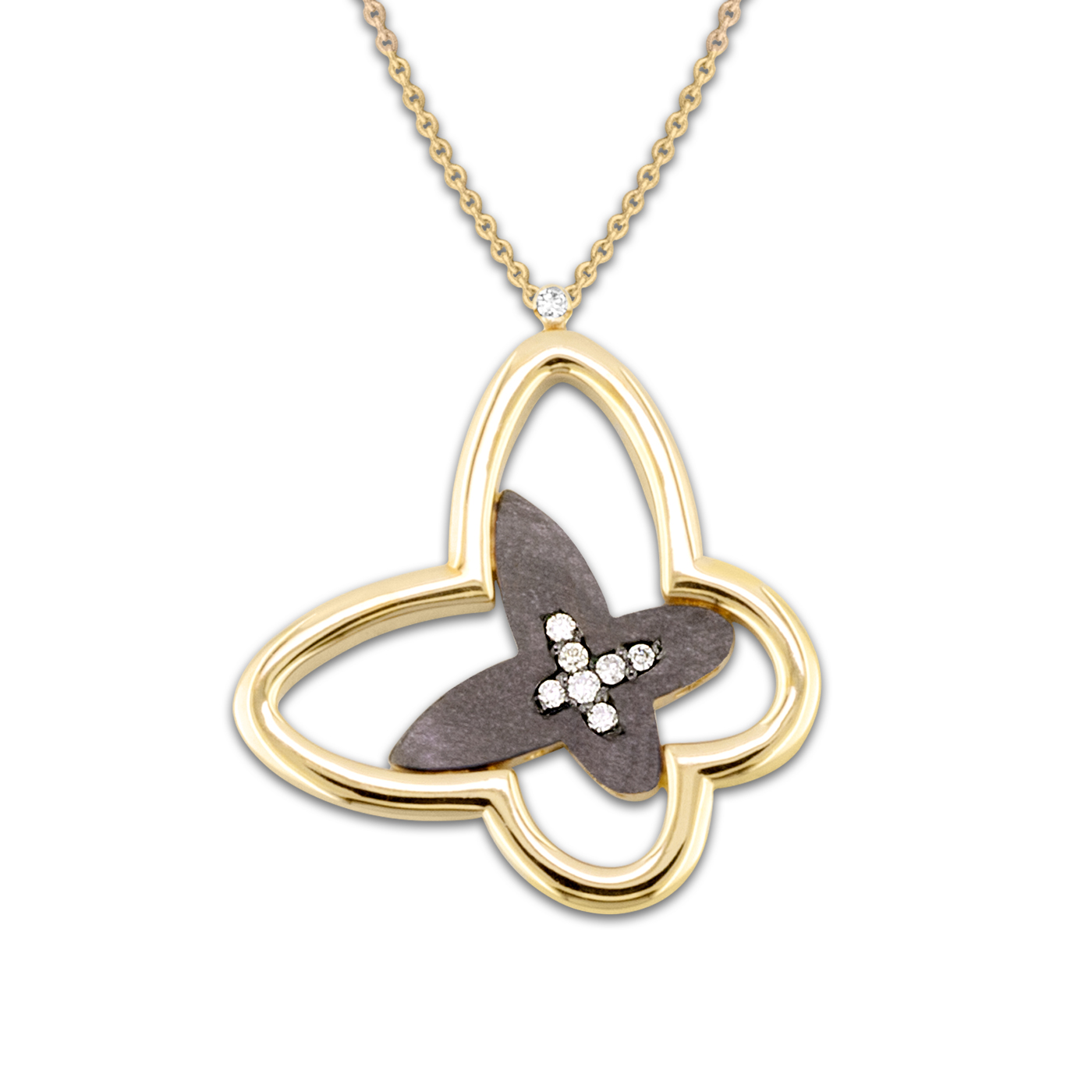 gold butterfly necklace with diamonds