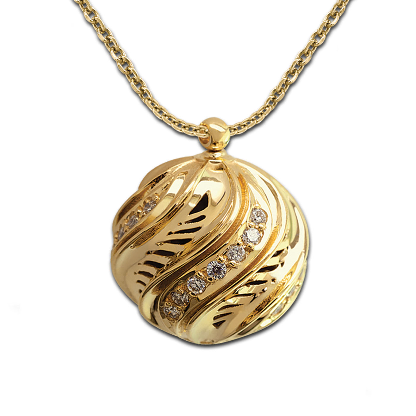 gold pendant with diamonds