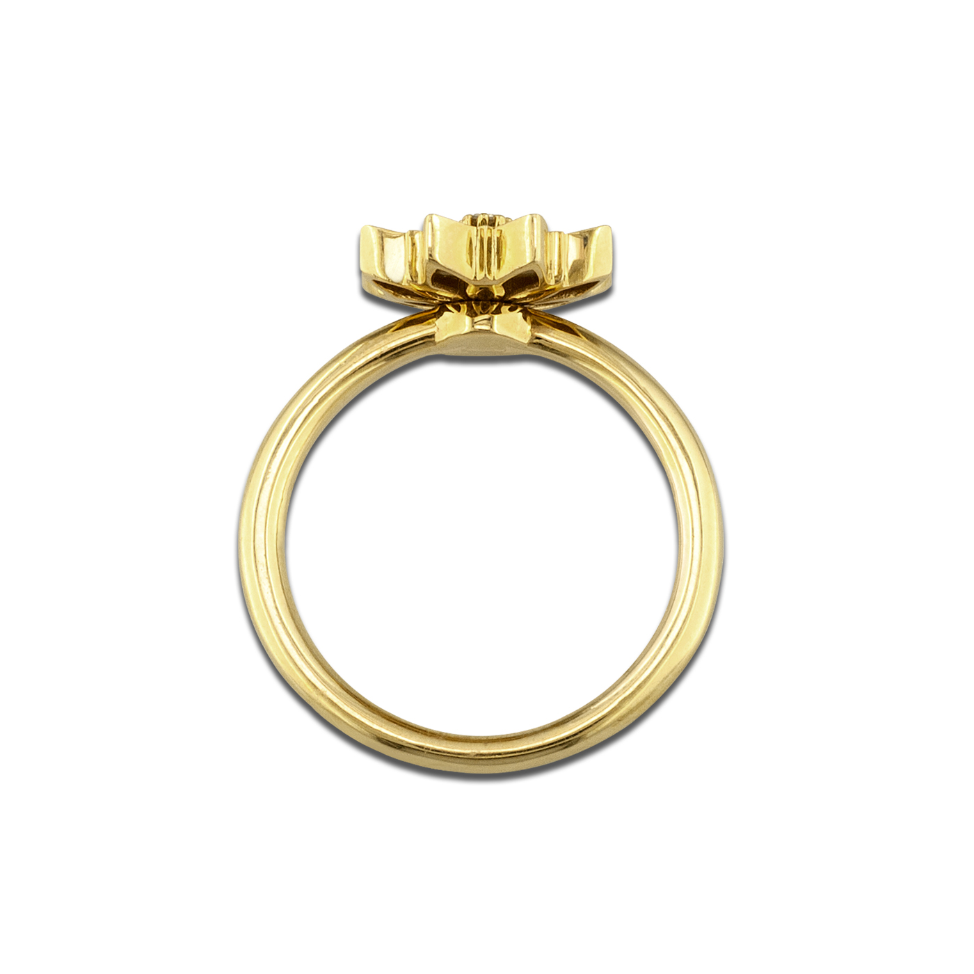 gold flower ring with diamonds and enamel