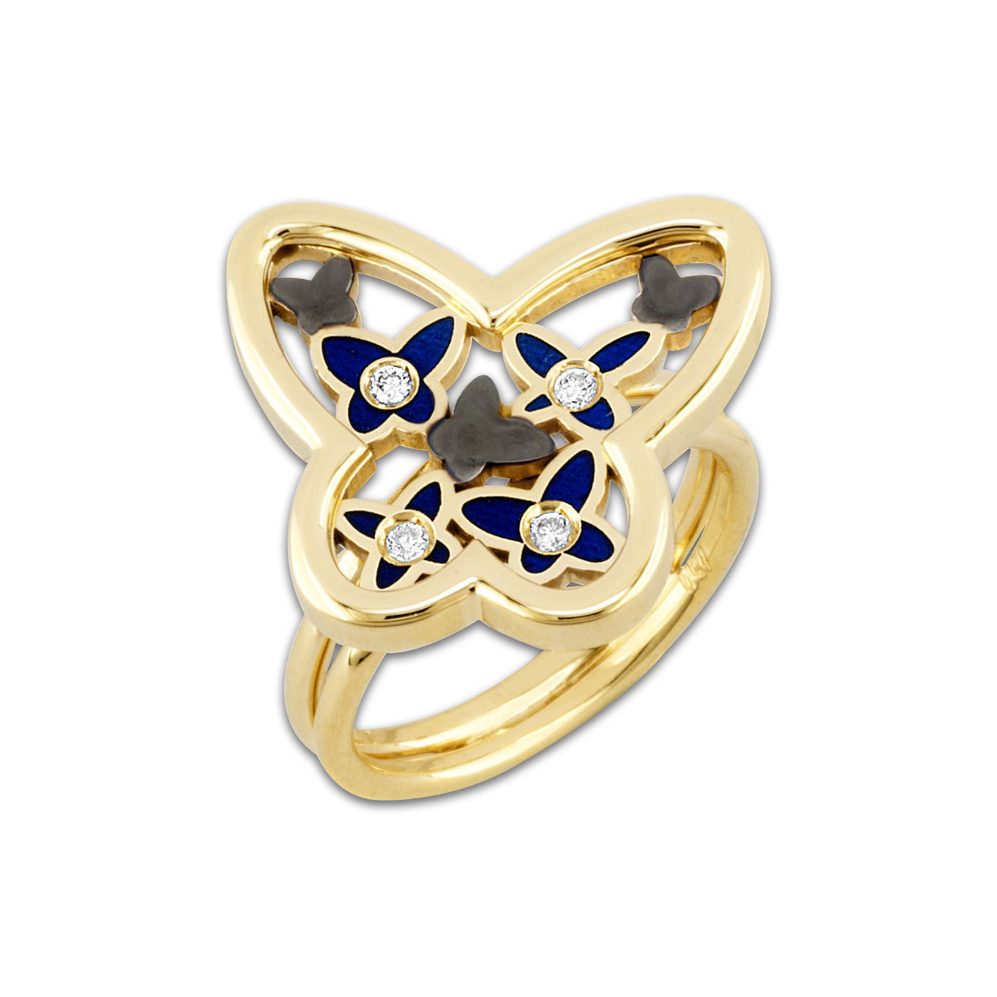 gold butterfly ring with diamonds