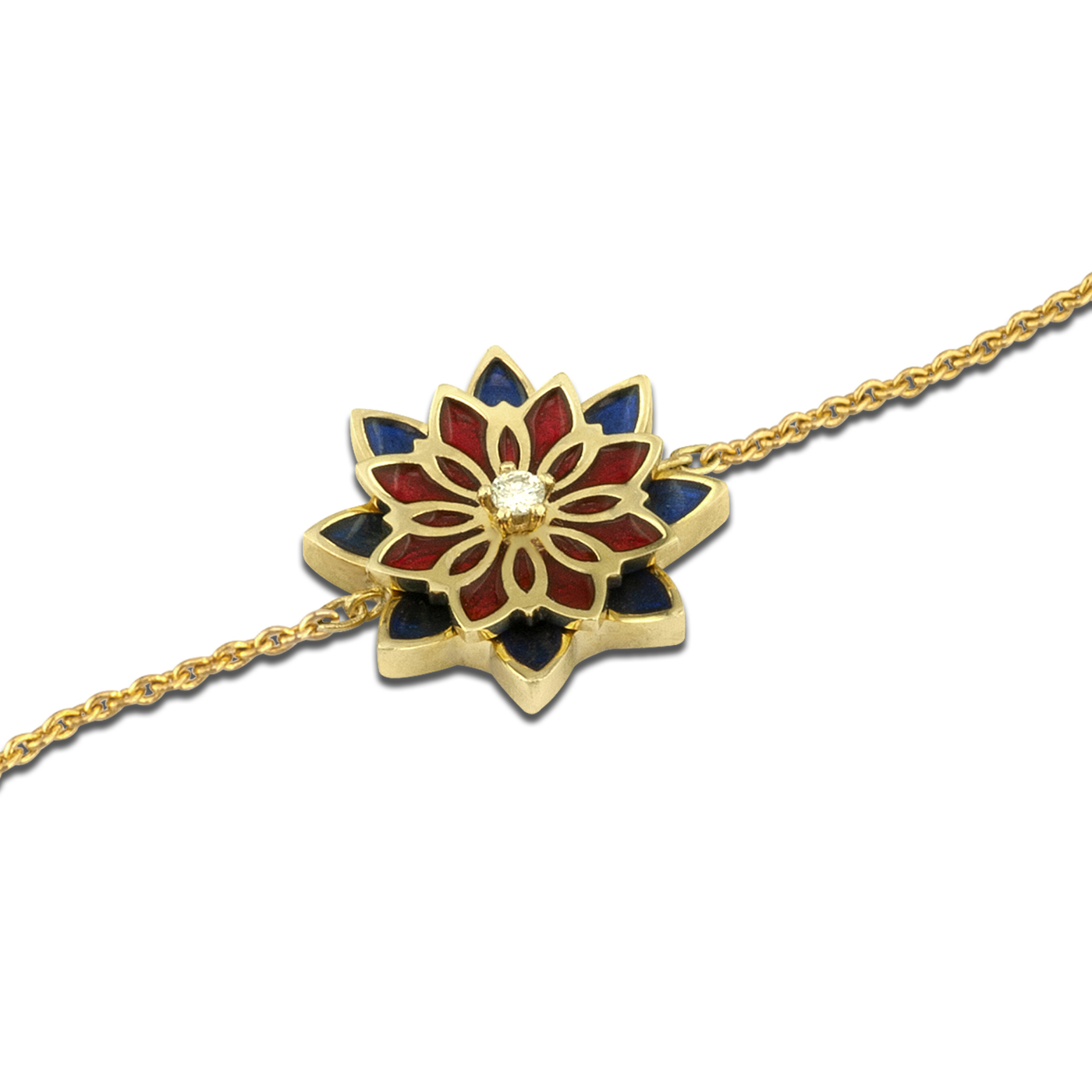 gold flower bracelet with diamonds