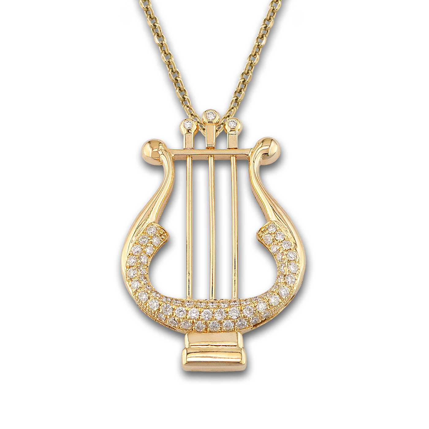 Apollo's Lyret Gold Pendant with diamonds