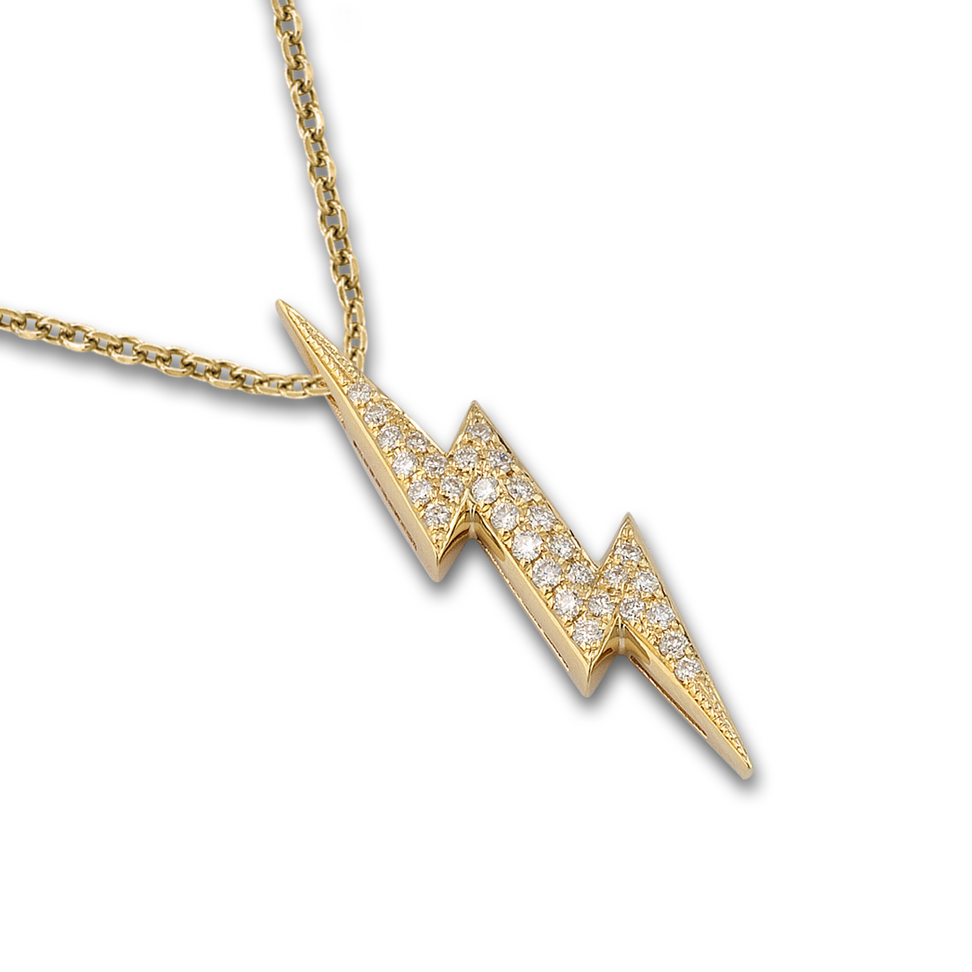 Zeus Thunderbolt Gold Pendant with diamonds