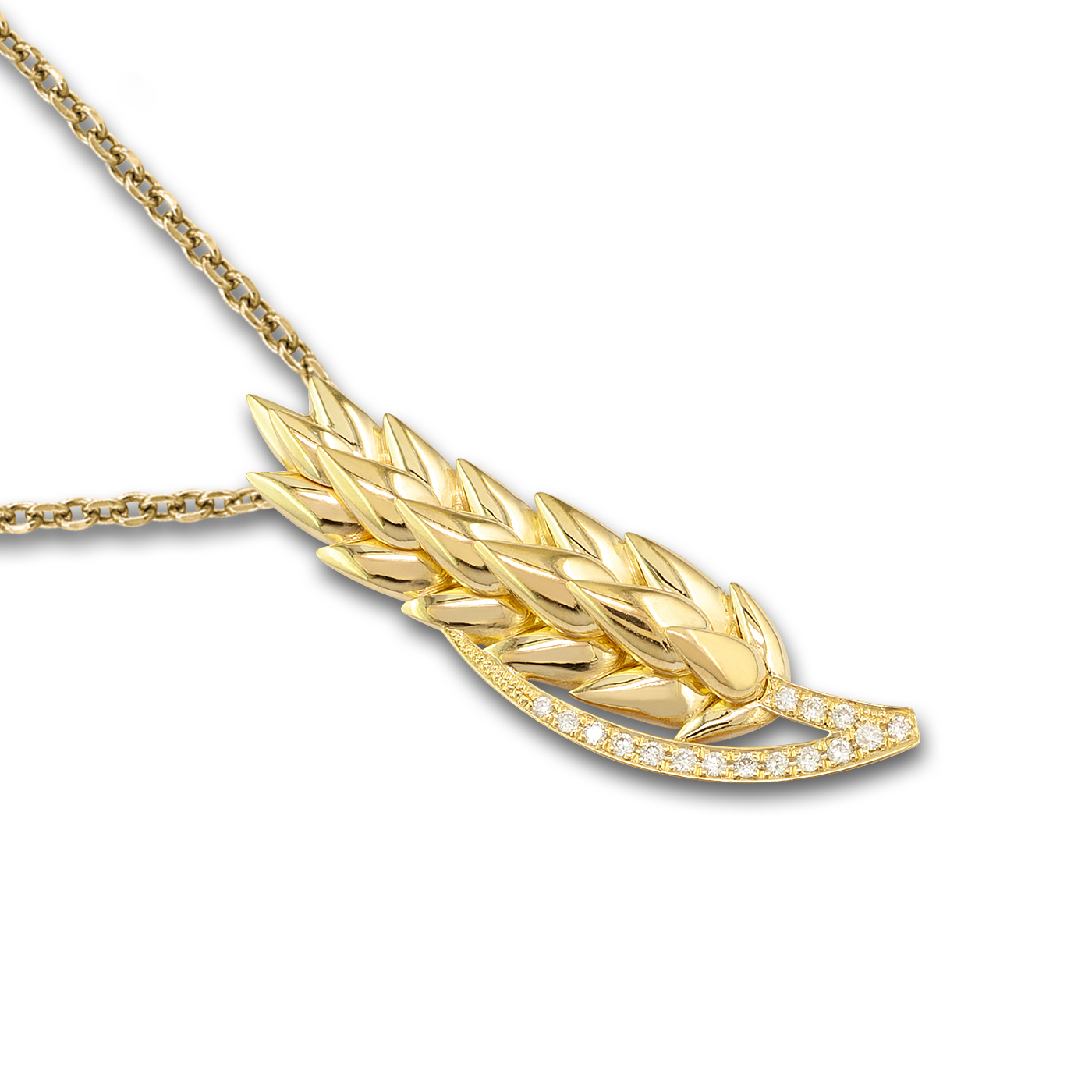 Poseidon's Trident Gold Pendant with diamonds