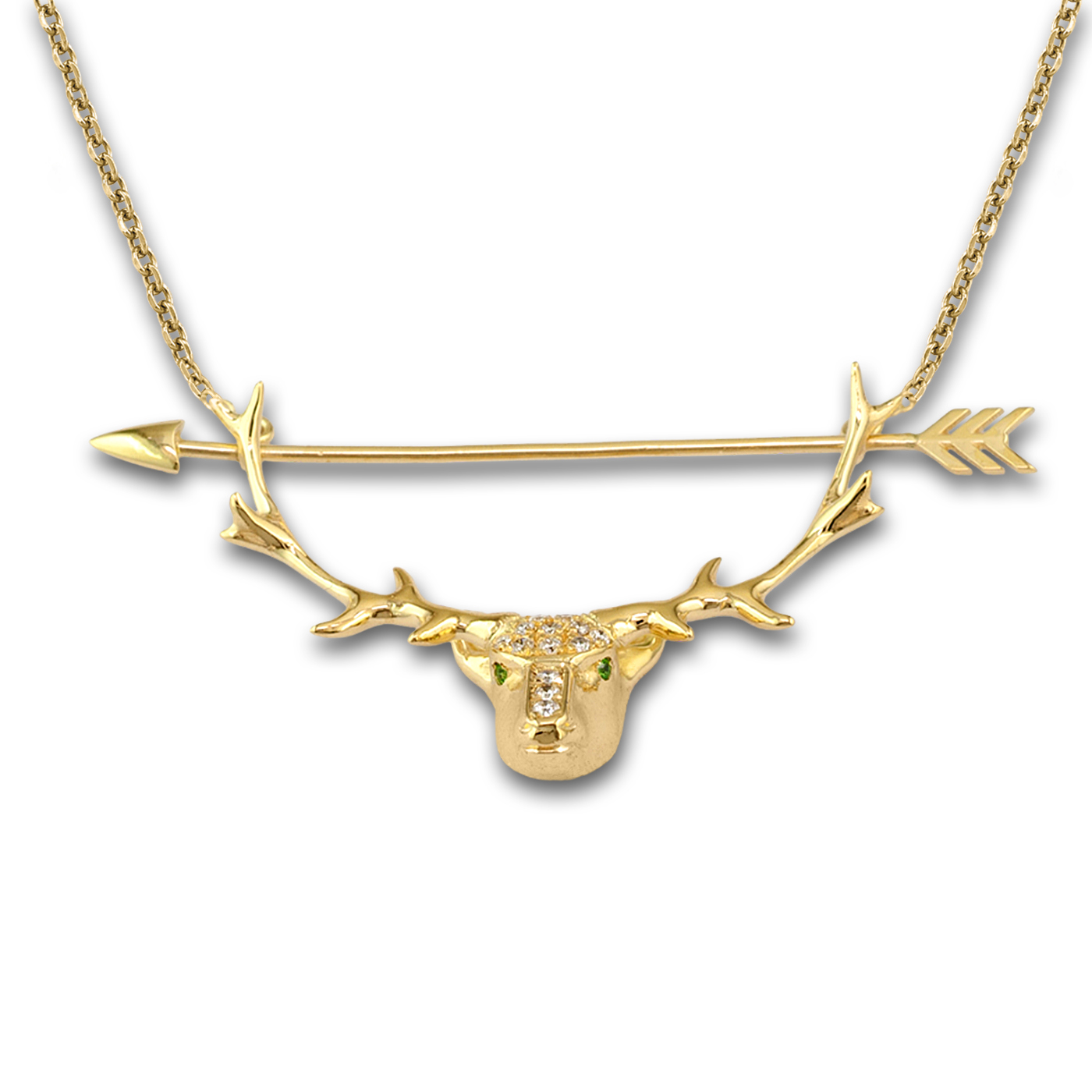 Artemis Deer & Arrow Gold Pendant with diamonds